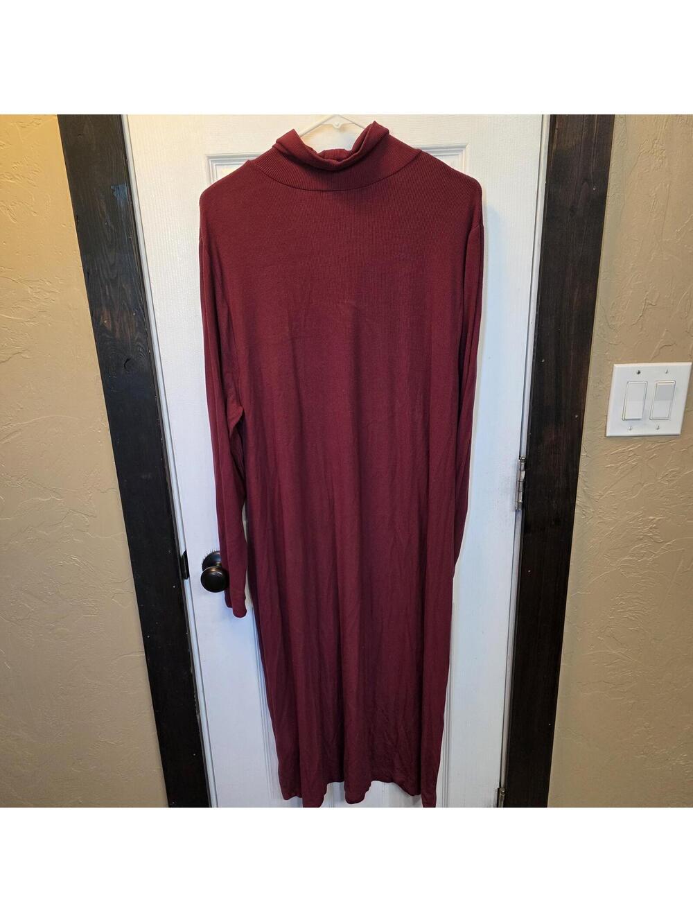 Daily Ritual Women's Burgundy Ribbed Turtleneck Long Sleeve Maxi Dress XXL - Picture 4 of 7